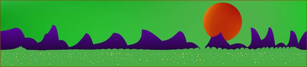 Green sky, and mountains landscape.  - Vector, Image