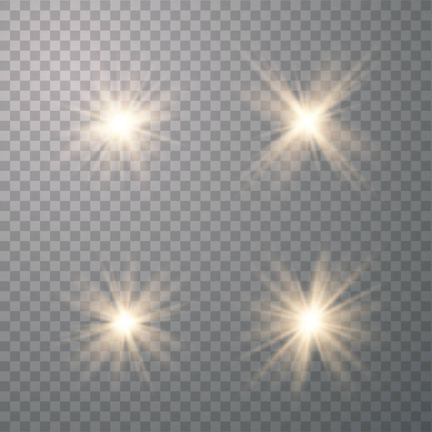 Conjunto de luces brillantes doradas
  - Vector, Imagen