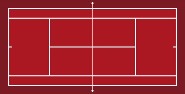 テニス場の正面図。幾何学的及び平面. - ベクター画像