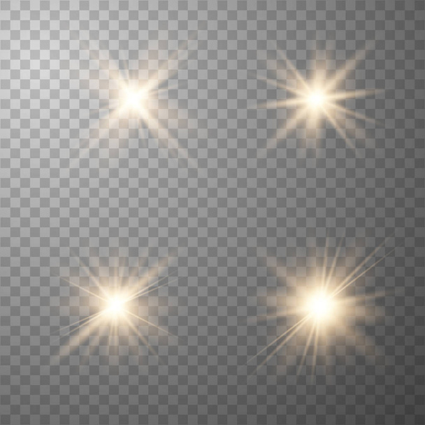 Set aus goldenen leuchtenden Lichtern  - Vektor, Bild