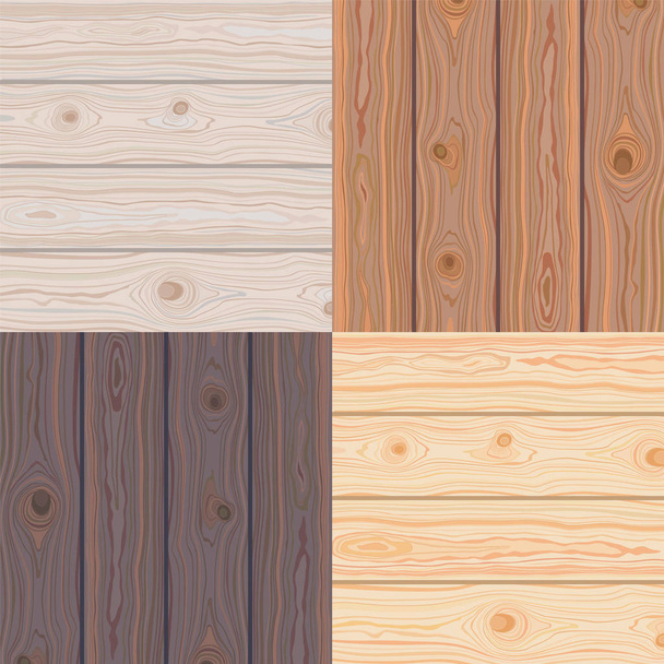 Set of Wooden striped textured background. Brown wooden wall, plank, table or floor surface. Cutting chopping board. Colorful natural boardwalk surface. Vector Illustration. - Vector, Image