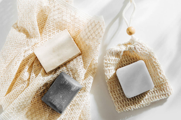 Eco natural bathroom accessories, natural cosmetics products and tools - Photo, image