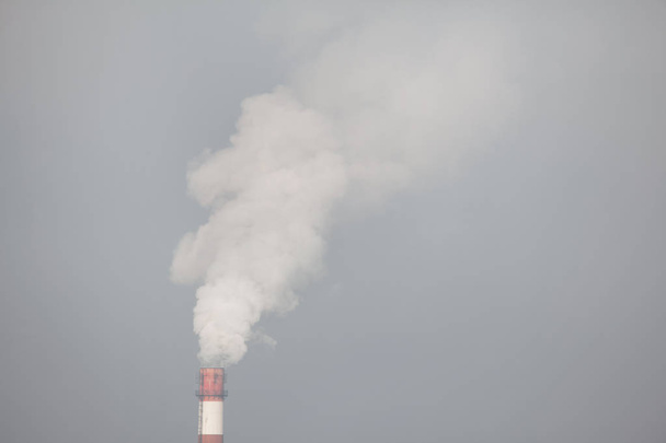 air pollution scene , white toxic industrial smoke - Photo, Image