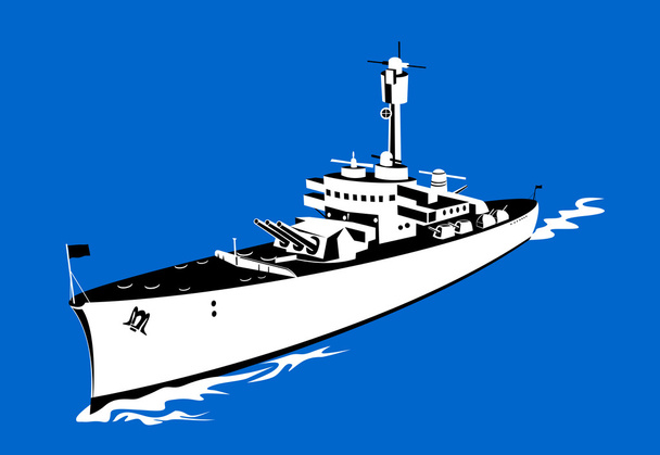 Wereldoorlog twee slagschip retro - Vector, afbeelding