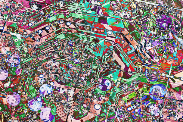 Számítógép elektronikus Microcircuit alaplap részletek többszínű háttér - Fotó, kép