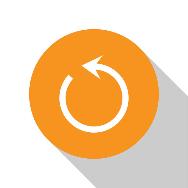 Icône Rafraîchir blanc isolé sur fond blanc. Recharger le symbole. Flèche de rotation dans un signe circulaire. Bouton rond orange. Illustration vectorielle
 - Vecteur, image