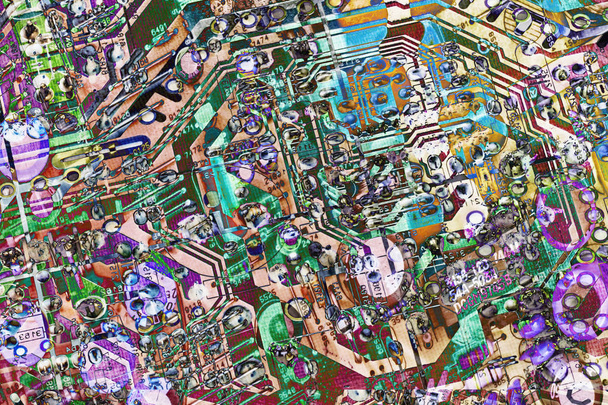 Dettaglio della scheda madre del microcircuito elettronico del computer Multicolore
 - Foto, immagini