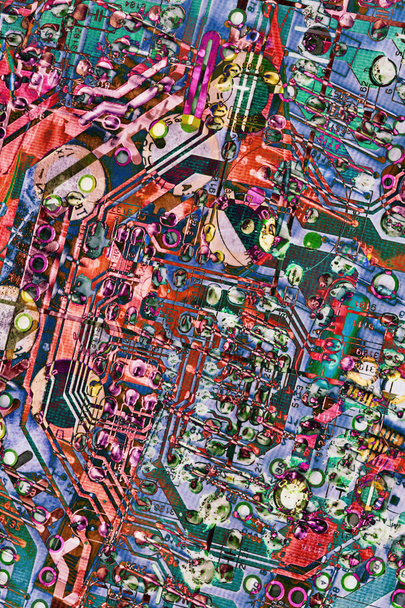 Détail électronique de carte mère de microcircuit d'ordinateur multicolore
 - Photo, image