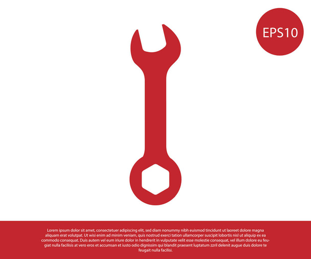 Ícone de chave vermelha isolado no fundo branco. ferramenta de reparo Spanner. Símbolo da ferramenta de serviço. Ilustração vetorial
 - Vetor, Imagem