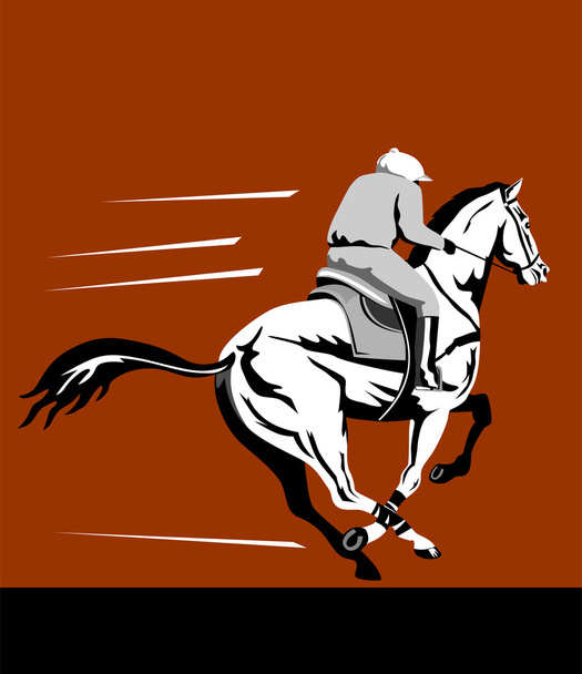 馬とジョッキーレーシングレトロ - ベクター画像
