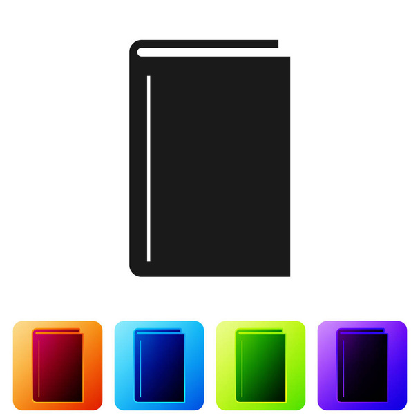 Black Book icon isolated on white background. Set icon in color square buttons. Vector Illustration - Vector, afbeelding