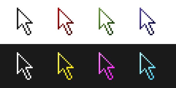 Set Pixel arrow cursor icon isolated on black and white background. Vector Illustration - Vector, Image