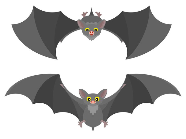 vleermuis in vlucht Gray cartoon vector tekening - Vector, afbeelding