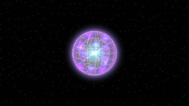 Cool fantastic glowing sphere in the space. - Vector, Image