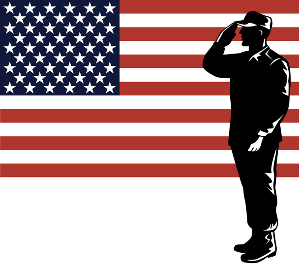 American Solder Serviceman Saluting - Vector, Image