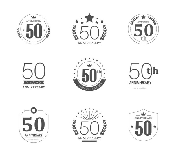 50 yıl yıldönümü logo seti. 50. yıldönümü simgeleri. - Vektör, Görsel