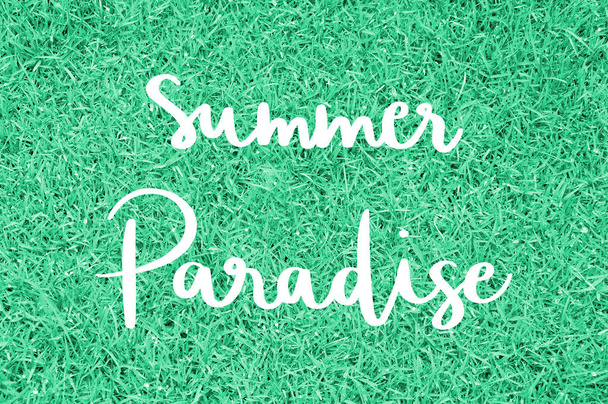 Summer paradise hand lettering on grass field - Fotó, kép
