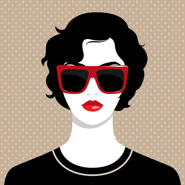 woman wearing big red sunglasses - Vector, Image
