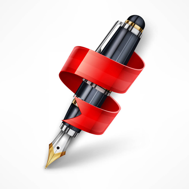 Ink pen & ribbon - Vector, Imagen