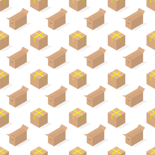 Seamless background from a set of cardboard boxes, vector illustration. - Vector, Image