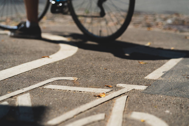 Bike path with stencil on asphalt - Foto, Imagen