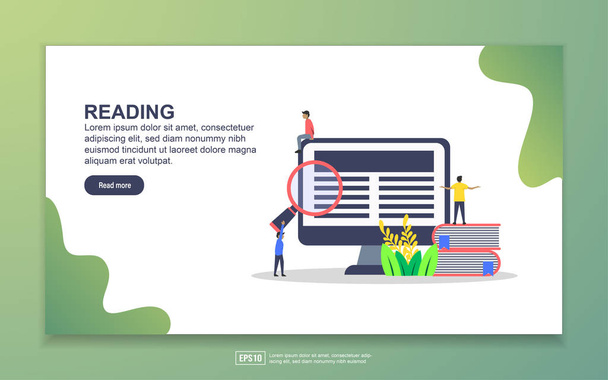 Plantilla de landing page de Reading. Concepto moderno de diseño plano de diseño de página web para sitio web y sitio web móvil. Fácil de editar y personalizar
 - Vector, imagen