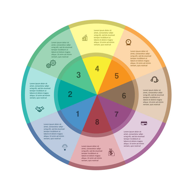 Šablona pro infografiku Obchodní projekt. Barevný kroužek. 8  - Vektor, obrázek