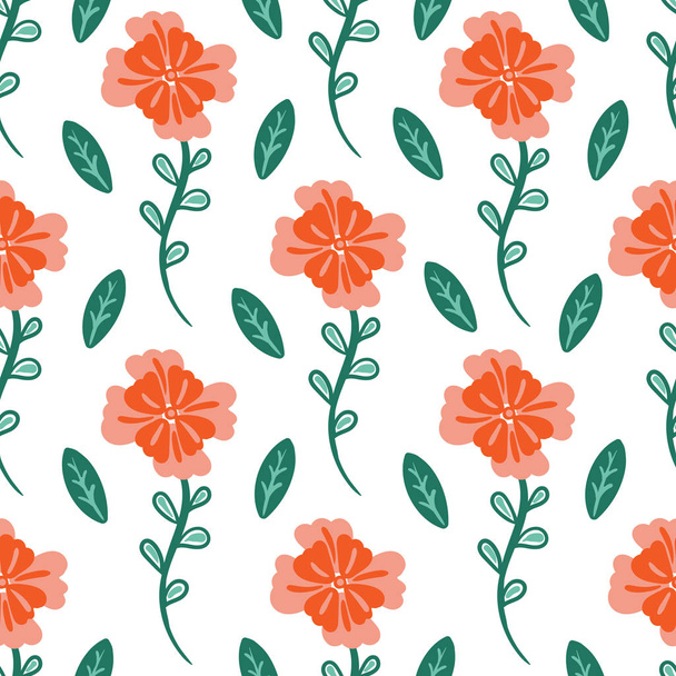 Seamless pattern with blooming flowers on white background - Vektori, kuva