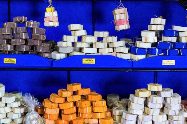 Handmade soaps for sale at a bazaar in Morocco - 写真・画像