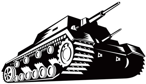 Exército tanque retro
 - Vetor, Imagem