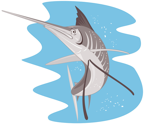 Вітрильник риби стрибки ретро - Вектор, зображення
