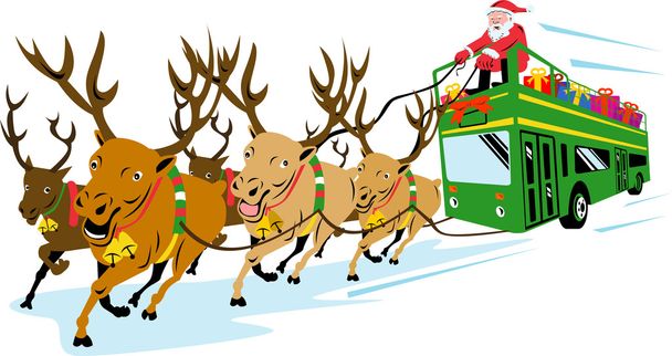 Weihnachtsmann fährt Bus - Vektor, Bild
