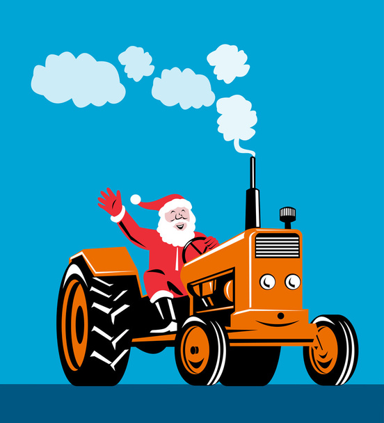 Santa Claus Driving Tractor - Vector, Image