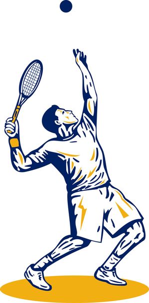 Tennis Player Serving - Vector, Image