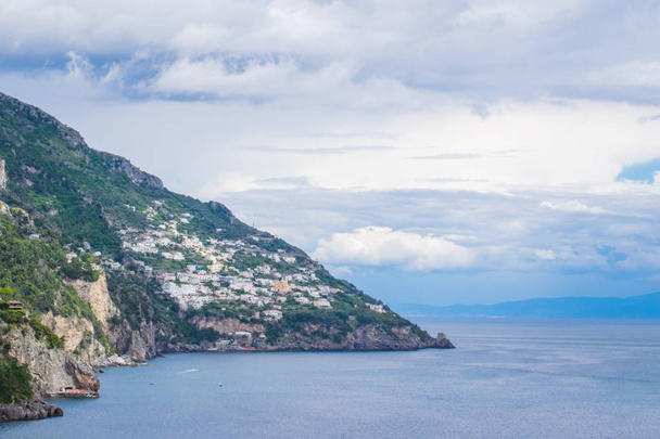 Lovely View from the Cliffside Village Positano, province of Salerno, the region of Campania, Amalfi Coast, Costiera Amalfitana, Italy - Photo, Image
