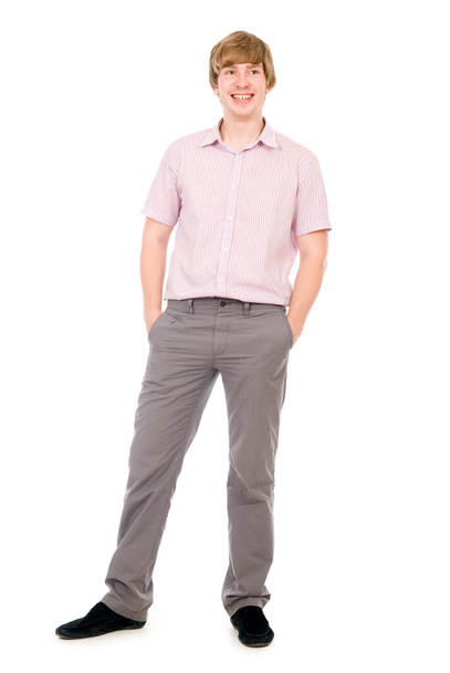 Portrait of a young man standing full length. Looking aside - Foto, Imagen