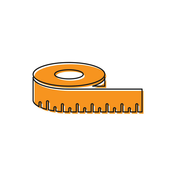 オレンジテープのメジャーアイコンは、白い背景に分離されています。測定テープ。ベクトルイラストレーション - ベクター画像