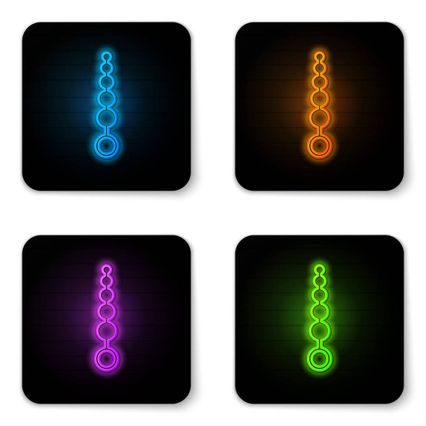Ragyogó Neon anális gyöngyök ikon izolált fehér háttér. Anális labdák jel. Fétis tartozék. Szex játék a férfiak és a nó. Fekete négyzet gombot. Vektoros illusztráció - Vektor, kép
