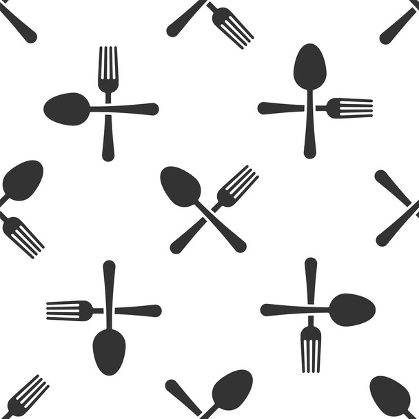 Forchetta incrociata grigia e icona cucchiaio isolato modello senza soluzione di continuità su sfondo bianco. Utensile da cucina. Segno di posate. Illustrazione vettoriale
 - Vettoriali, immagini
