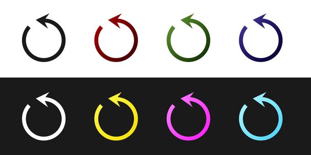 Définir l'icône Actualiser isolé sur fond noir et blanc. Recharger le symbole. Flèche de rotation dans un signe circulaire. Illustration vectorielle
 - Vecteur, image