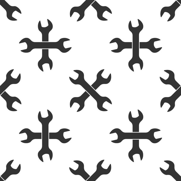 Γκρι σταυρωτά wrenchs Icon απομονωμένη απρόσκοπτη μοτίβο σε λευκό φόντο. Εργαλείο επιδιόρθωσης κλειδιών. Σύμβολο εργαλείου σέρβις. Απεικόνιση διανυσματικών φορέων - Διάνυσμα, εικόνα
