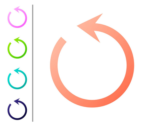 Кораловий Оновити піктограму ізольовано на білому тлі. Перезавантажити символ. Стрілка обертання у знаку кола. Встановити піктограми кольорів. Векторна ілюстрація
 - Вектор, зображення