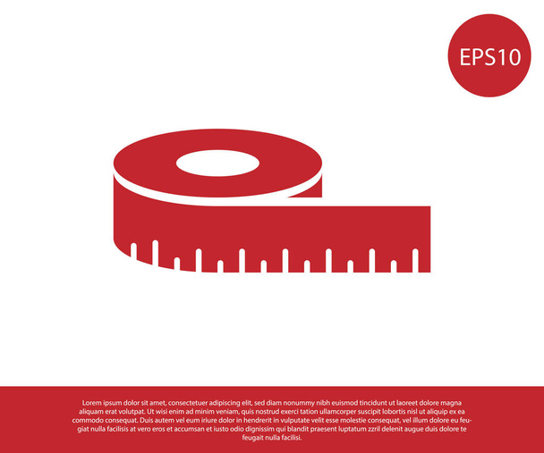 Red Tape measure icon isolated on white background. Measuring tape. Vector Illustration - Vector, Image
