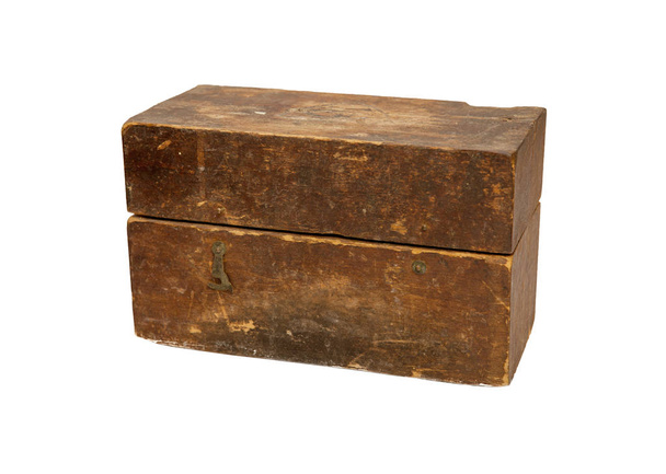 Zabytkowe wagi w drewnianym pudełku - Zdjęcie, obraz