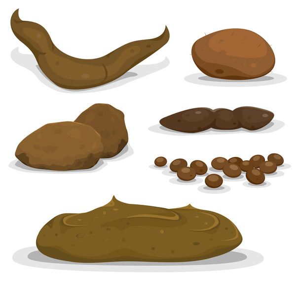 Desenhos animados Vários animais Dung Set
 - Vetor, Imagem