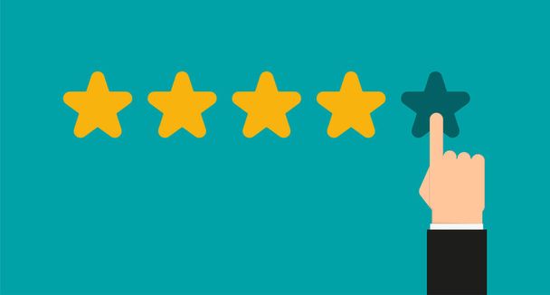 star rating with hand in flat style - Vector, Image