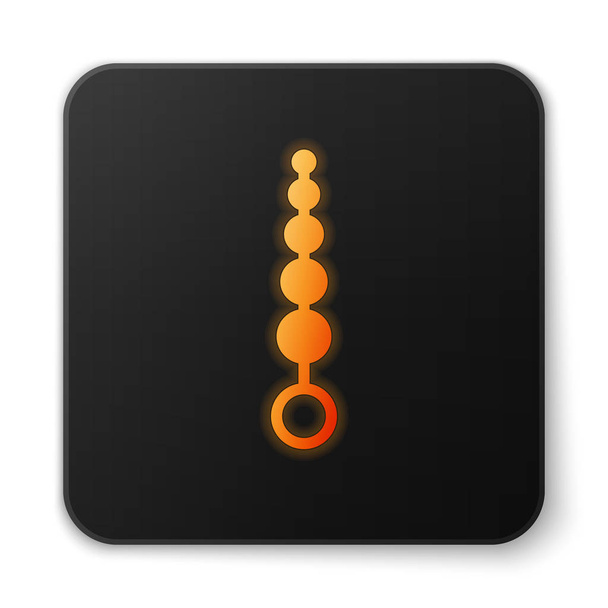 Orange glowing Anal beads icon isolated on white background. Anal balls sign. Fetish accessory. Sex toy for men and woman. Black square button. Vector Illustration - Vector, Image