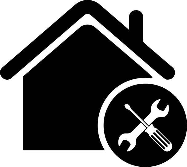Black House tai kotiin ruuvimeisseli ja jakoavain kuvake eristetty valkoisella pohjalla. Säätö, palvelu, asetus, huolto, korjaus, korjaus. Vektorikuvaus
 - Vektori, kuva