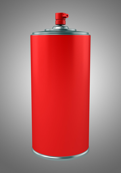 red paint spray can isolated on gray background - Фото, зображення