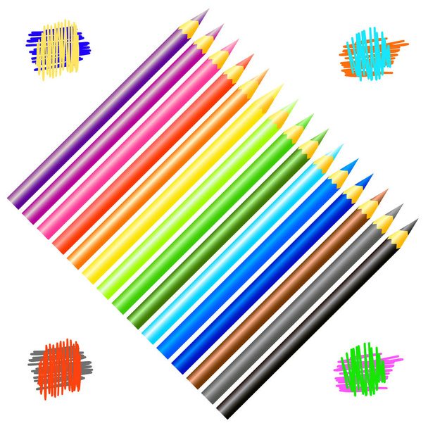 Set of colored pencils - Vector, Image